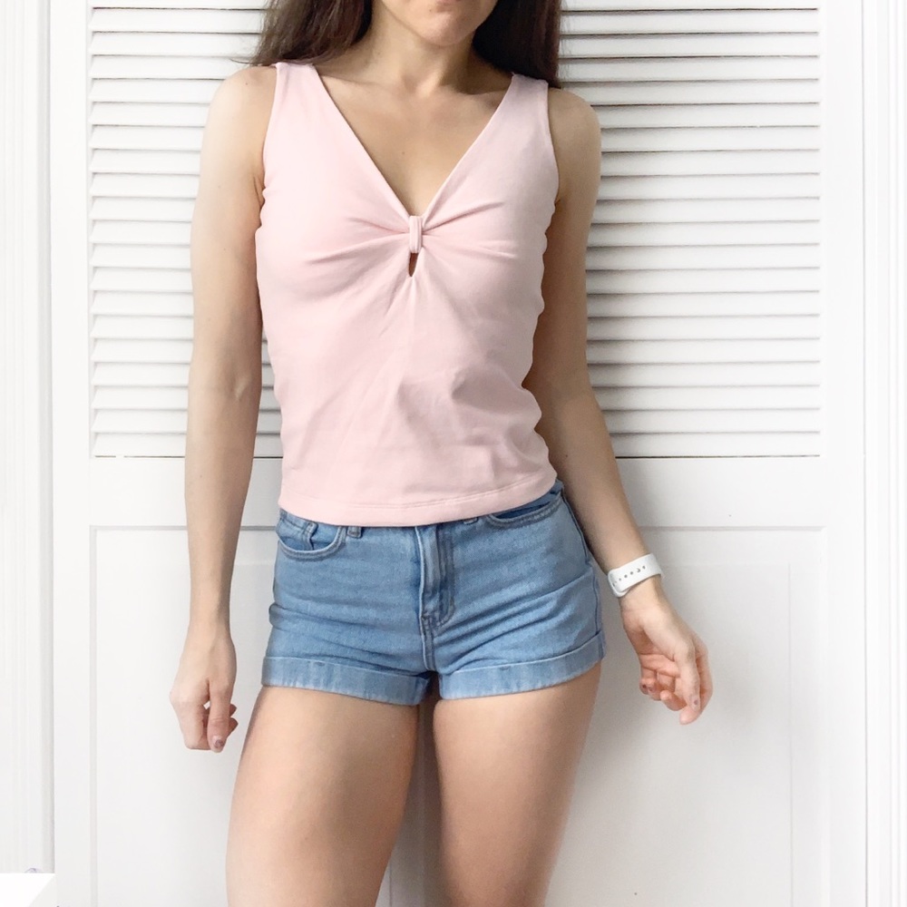 Equestrian Baby Pink Knot V-Neck Tank Top NWT